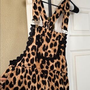 Eesome Leopard Print Jumpsuit with Black Lace